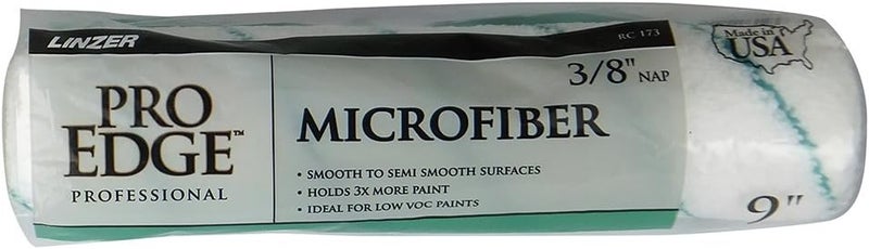 Linzer Pro Edge Microfiber Paint Roller Cover, 3/8-Inch Nap, 9-Inch Length, Shed-Free